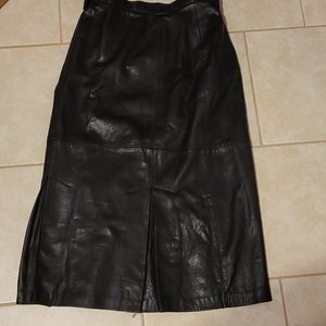 VINTAGE bagatelle black leather skirt